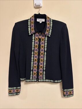 St. John Embroidered Jacket Floral Size 6